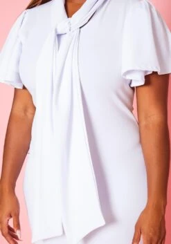 Plus Size Front Collar Tie Bodycon Midi Dress -Mini Dress Store 2021005 002 4
