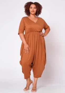 Plus Size Short Sleeve Harem Jumpsuit -Mini Dress Store 2021019 001 3