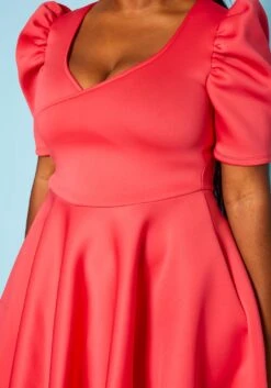 Plus Size Puff Sleeve Flare Mini Dress -Mini Dress Store 2021049 004 5