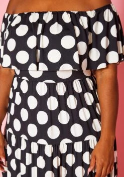 Plus Size Polka Dot Print Flare Maxi Dress -Mini Dress Store 2021055 001 4