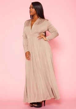 Plus Size Double Slit Flare Maxi Dress -Mini Dress Store 2021056 001 2