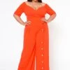 Plus Size Off Shoulder Button Down Jumpsuit -Mini Dress Store 2021070 003 3