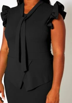 Plus Size Tie Front Ruffle Trim Sleeveless Dress -Mini Dress Store 2021123 001 5