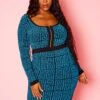 Plus Size Shimmer Greek Key Print Bodycon Dress -Mini Dress Store 2021134 001 2