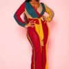 Plus Size Color Block Long Sleeve Jumpsuit 1 Plus Size Color Block Long Sleeve Jumpsuit -Mini Dress Store 2021136 001 1