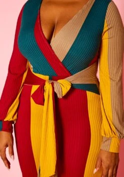 Plus Size Color Block Long Sleeve Jumpsuit -Mini Dress Store 2021136 001 4