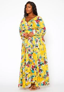 Plus Size Floral Print Flare Maxi Dress -Mini Dress Store 2021146 001 3