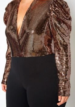 Plus Size Sequin Contrast Flare Jumpsuit -Mini Dress Store 2021151 002 4