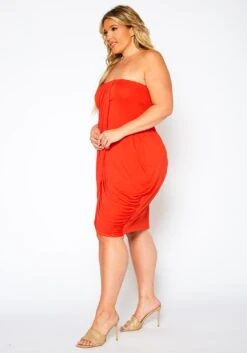 Plus Size Draped Tube Mini Dress -Mini Dress Store 2021175 001 2