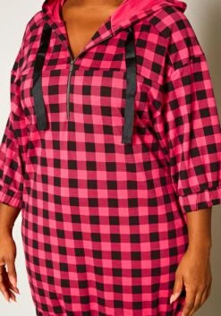 Plus Size Checkered Print Hooded Mini Dress -Mini Dress Store 2021257 002 5