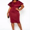 Plus Size Ruffle Hem Cocktail Dress