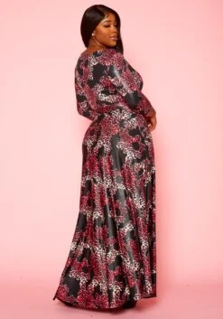 Plus Size Fuchsia Leopard Print Fit & Flare Maxi Dress -Mini Dress Store 2021305 001 4
