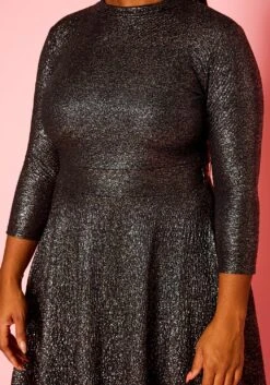 Plus Size Metallic Shimmer Fit & Flare Dress -Mini Dress Store 2021313 001 5