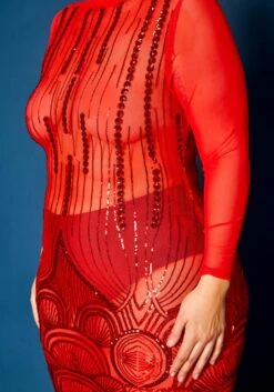 Plus Size Sequin Hem Mesh Bodycon Dress -Mini Dress Store 2021337 001 5