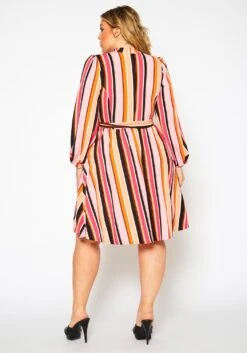 Colorful Mock Neck Fit & Flare Dress -Mini Dress Store 2021339 001 3