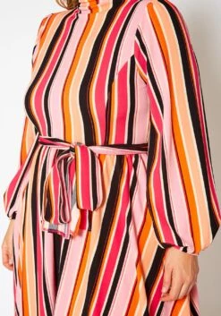 Colorful Mock Neck Fit & Flare Dress -Mini Dress Store 2021339 001 4