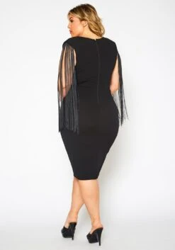 Plus Size Fringe Sleeve Midi Dress -Mini Dress Store 2021346 001 4