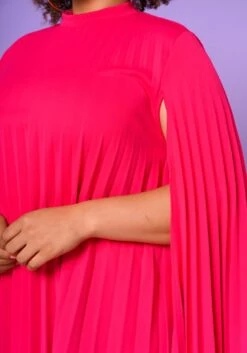 Plus Size Pleated Cape Sleeve Dress -Mini Dress Store 2021351 006 6