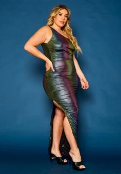 Plus Size Rainbow Chrome Maxi Dress -Mini Dress Store 2021365 001 4