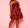 Plus Size Metallic Leopard Print Ruffle Flare Dress -Mini Dress Store 2021369 001 2