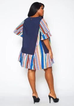 Plus Size Multi Striped Tunic Dress -Mini Dress Store 2021381 001 4