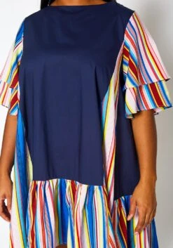 Plus Size Multi Striped Tunic Dress -Mini Dress Store 2021381 001 5