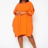 Plus Size Solid Short Sleeve Tunic Dress