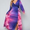 Plus Size Rose Gradient Print Fit & Flare Maxi Dress -Mini Dress Store 2022397 001 1