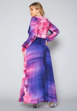 Plus Size Rose Gradient Print Fit & Flare Maxi Dress -Mini Dress Store 2022397 001 4