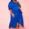 Plus Size One Sleeve Drape Front Gown -Mini Dress Store 2022410 002 0