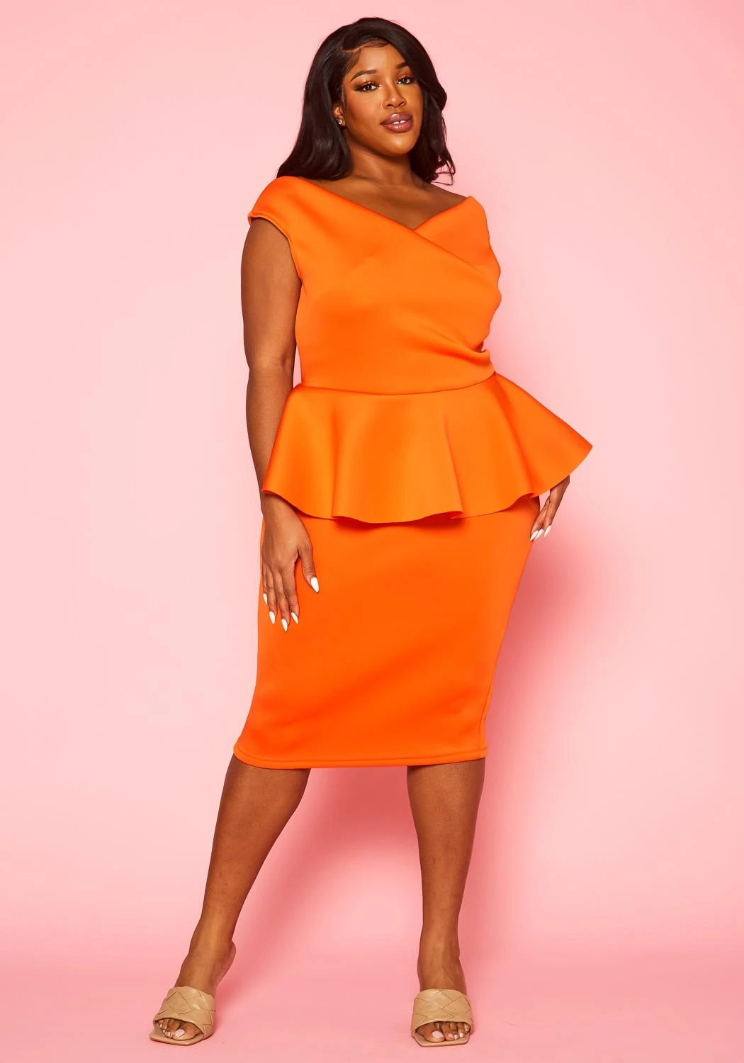 Plus Size Sleeveless V Neck Peplum Dress 3 Plus Size Sleeveless V Neck Peplum Dress