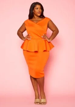 Plus Size Sleeveless V Neck Peplum Dress 10 Plus Size Sleeveless V Neck Peplum Dress -Mini Dress Store 2022411 002 2