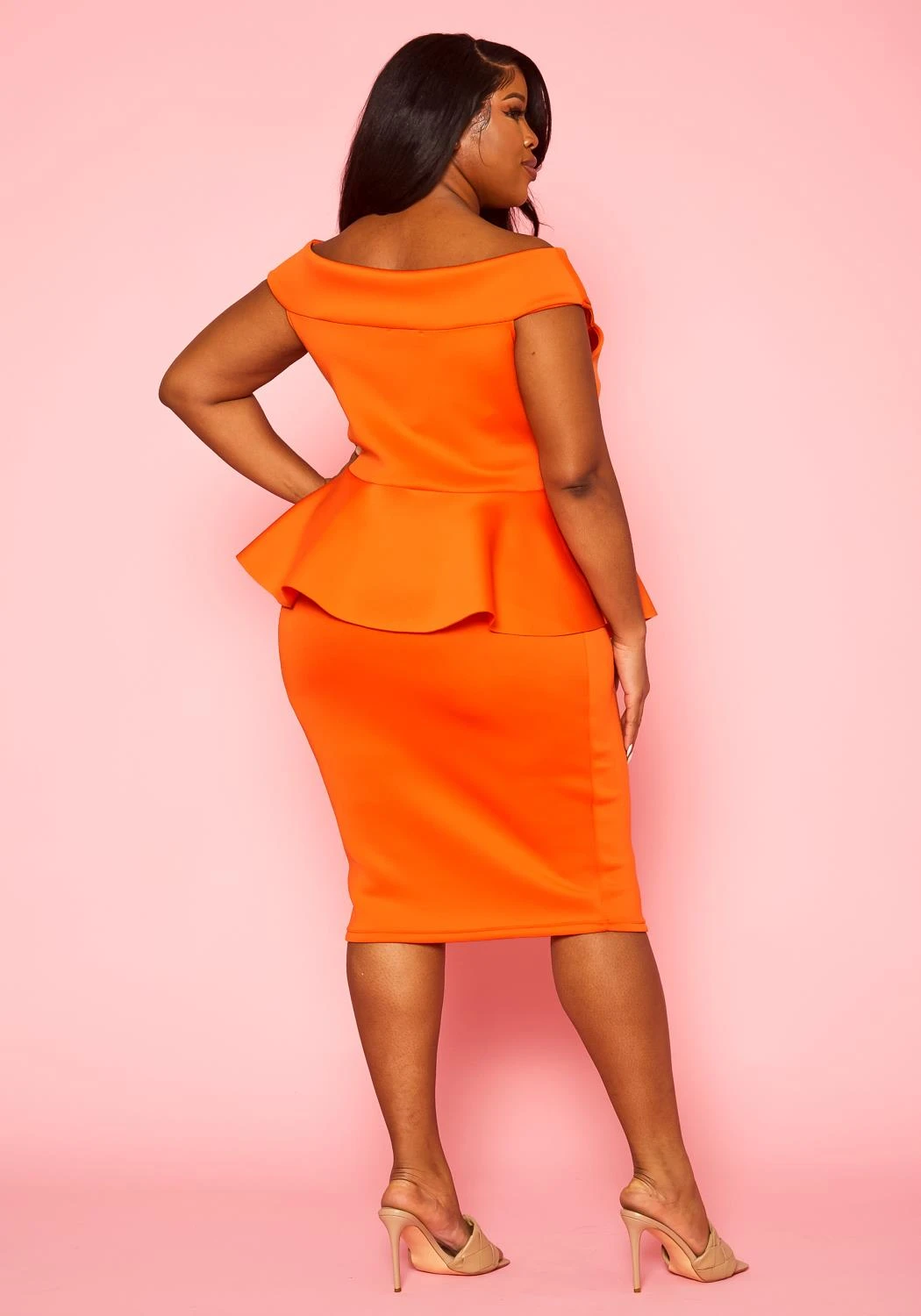 Plus Size Sleeveless V Neck Peplum Dress 7 Plus Size Sleeveless V Neck Peplum Dress - Image 5