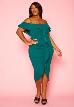 Plus Size Off Shoulder Drape Front Cocktail Dress -Mini Dress Store 2022414 002 2