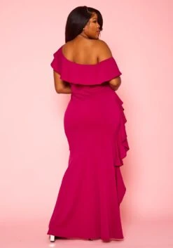 Plus Size Ruffle Trim High Low Gown 12 Plus Size Ruffle Trim High Low Gown -Mini Dress Store 2022415 002 4