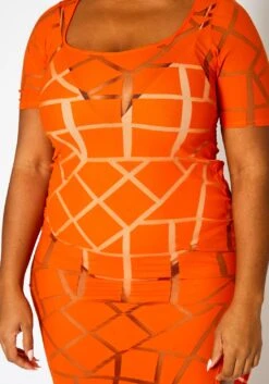 Plus Size Geometric Print Mesh Dress -Mini Dress Store 2022448 002 5