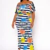 Plus Size Floral Striped Fit & Flare Maxi Dress -Mini Dress Store 2022457 001 0