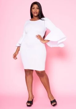 Plus Size Angel Sleeve Mini Dress
