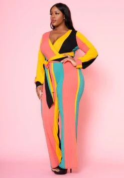 Plus Size Multi Color Ribbed Jumpsuit -Mini Dress Store 2022474 001 2