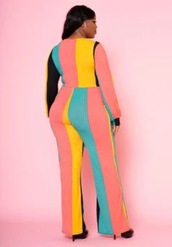 Plus Size Multi Color Ribbed Jumpsuit -Mini Dress Store 2022474 001 3