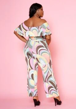 Plus Size Abstract Pattern Off Shoulder Jumpsuit -Mini Dress Store 2022478 001 4
