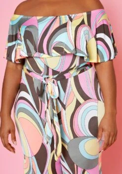 Plus Size Abstract Pattern Off Shoulder Jumpsuit -Mini Dress Store 2022478 001 5