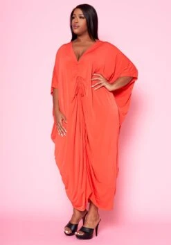 Plus Size Ruched Dolman Sleeve Maxi Dress -Mini Dress Store 2022481 003 3