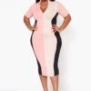 Plus Size Color Block Zip Front Bodycon Dress -Mini Dress Store 2022483 001 5