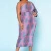 Plus Size Multi Dotted Print One Sleeve Midi Dress -Mini Dress Store 2022515 001 0