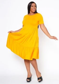 Plus Size Effortless Ruffled Fit & Flare Dress
