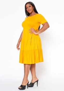 Plus Size Effortless Ruffled Fit & Flare Dress -Mini Dress Store 2022516 002 2