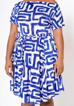 Plus Size Abstract Print Off Shoulder Flare Dress -Mini Dress Store 2022519 001 6