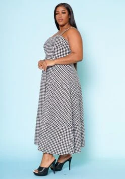 Plus Size Houndstooth Print Maxi Dress -Mini Dress Store 2022520 001 3