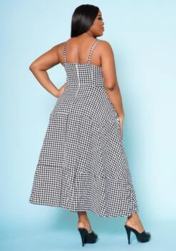 Plus Size Houndstooth Print Maxi Dress -Mini Dress Store 2022520 001 4